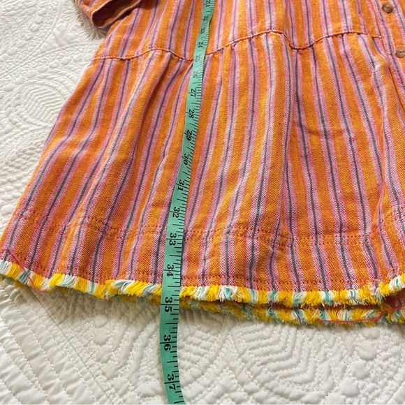 ANTHROPOLOGIE PILCRO Tiered Shirt Dress Pink Orange Stripe Mini Size Extra Small - Picture 10 of 12